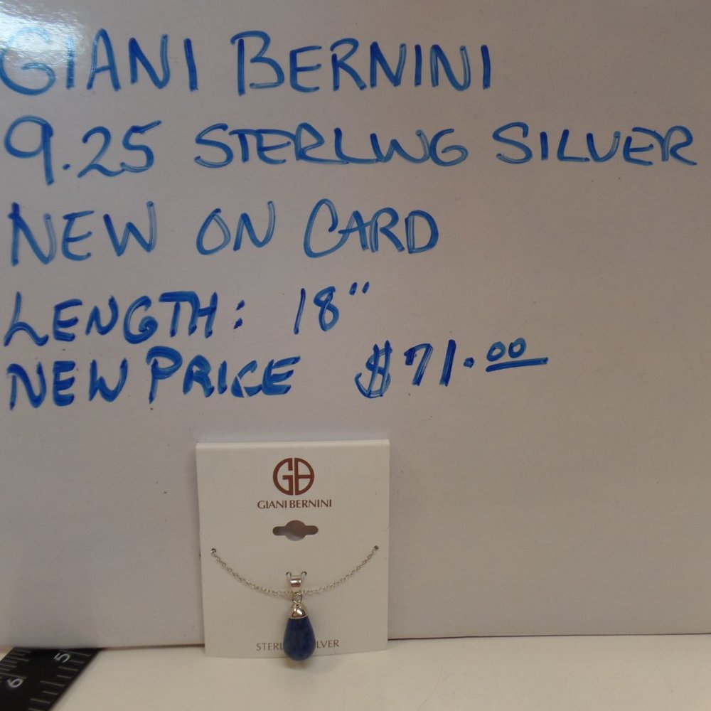 Giani Bernini  Blue Sodali Pendant 9.25 Sterling Silver 18” Necklace BNWT $71.00 - Picture 3 of 4